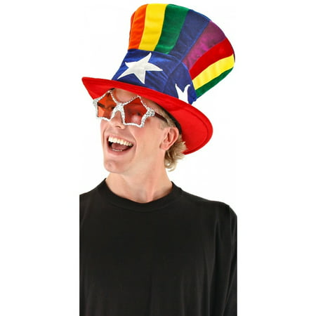 Patriotic Rainbow Uncle Sam Velvet Adult Costume Hat