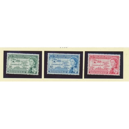 British Postage Stamps - Montserrat Scott #143 To 145 - West Indies Federation, British Carribean Common Design Issue From 1958 - Collectible Postage Stamps