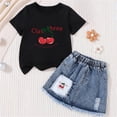 thumbnail image 4 of Fnooota Girls Summer Outfit Sets, 2 Piece Fashion Short Sleeve Summer Kids Clothing Sets Black Size 5-6 T, 4 of 5