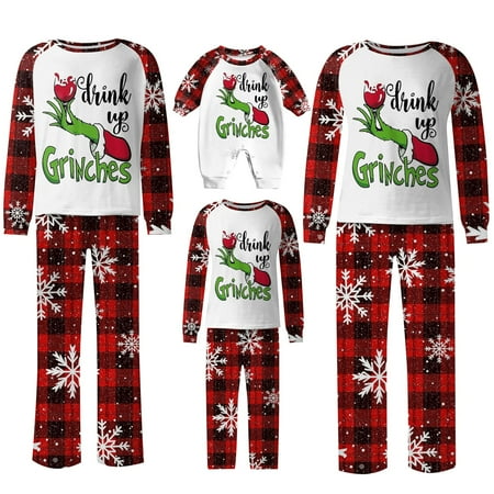 

2024 Christmas Grinch Family Matching Loungewear Grinch Printing Christmas Loungwear Family Matching Outfits Pajamas for Baby Kid Men Women Christmas Gifts