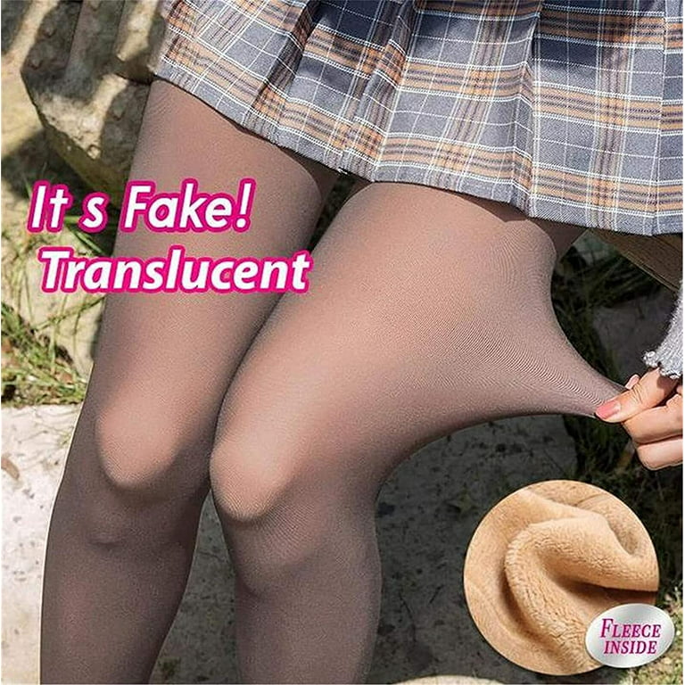 Women Sheer Warm Pantyhose Fake Translucent Fleece Winter Opaque