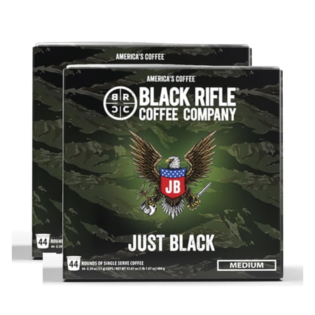 (2 pack) Black Rifle Coffee Company Just Black K Cups Pods, Medium Roast, 44 Ct