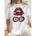 thumbnail image 1 of T-Shirt Graphique Amusant pour Femmes avec Lèvres Cerises - T-Shirt à Manches Courtes et Col Rond Décontracté, Extensible et Lavable en Machine, Parfait pour l'Été, la Fête des Mères, le Nouvel An, le Festival du Printemps, la Saint-Valentin, en, 1 of 7