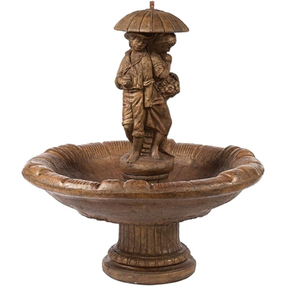 Solid Rock Stoneworks Concrete First Love with Umbrella Fountain - 43" Tall - Espresso