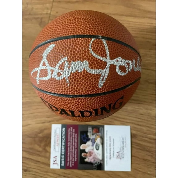 Sam Jones signed Spalding NBA mini basketball JSA Celtics