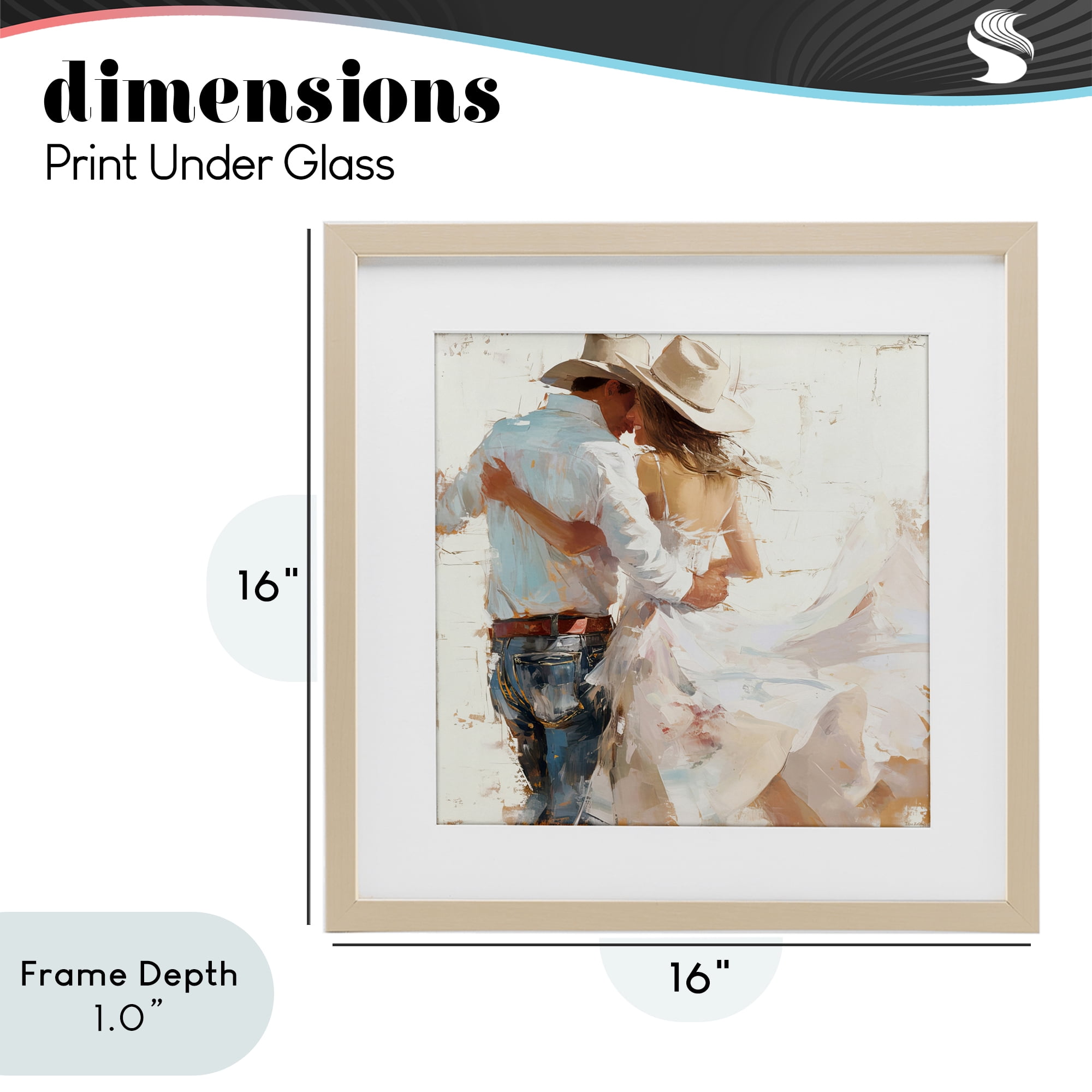 Stupell Industries Cowgirl Romance Couple Birch Framed Print Under Glass, design by Tina LeCour