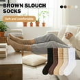 thumbnail image 3 of 5 pairs Slouch Crew Socks for Women,  Soft Mid Calf Cute Retro Scrunch Socks, 3 of 8