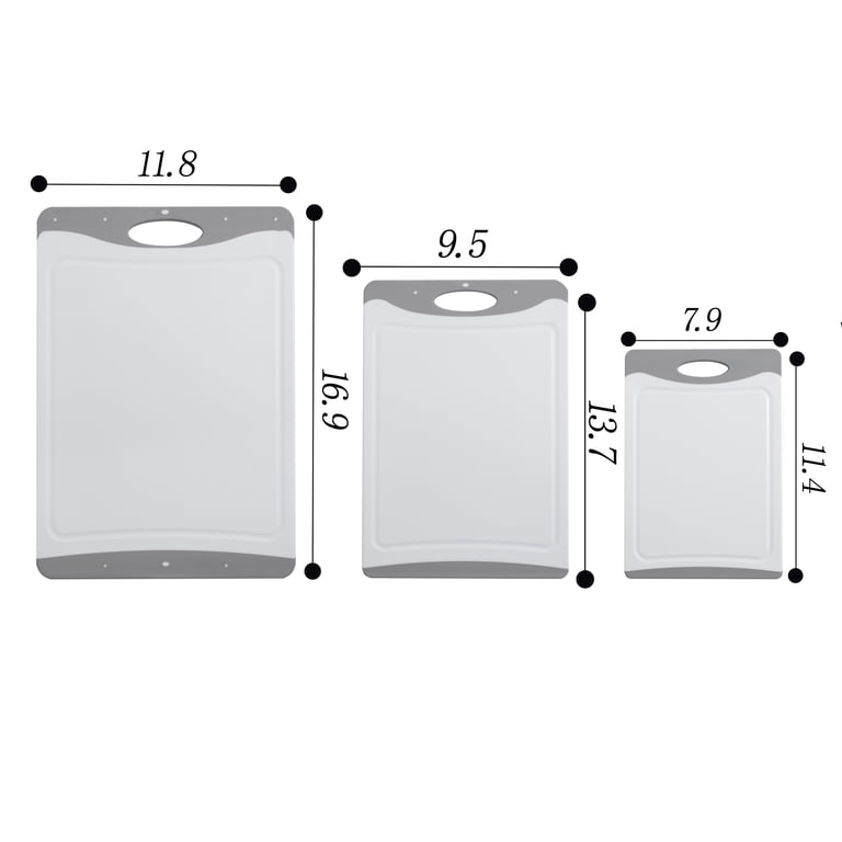 3-Piece Non-Slip Cutting Boards, White and Silver photo 2