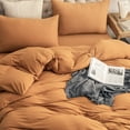 thumbnail image 3 of Pure Era 3pc Duvet Cover Set-Jersey Knit Cotton 100% T-Shirt Cotton-Super Soft Stretchy,Queen Size,Fall Burnt Orange Bedding, 3 of 7