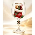 thumbnail image 4 of Christmas Stocking Wine Glass, Snowflake Accent Stemmed Cup, Artistic Holiday Drinkware for Home Christmas Party & Gift Giving, 4 of 6