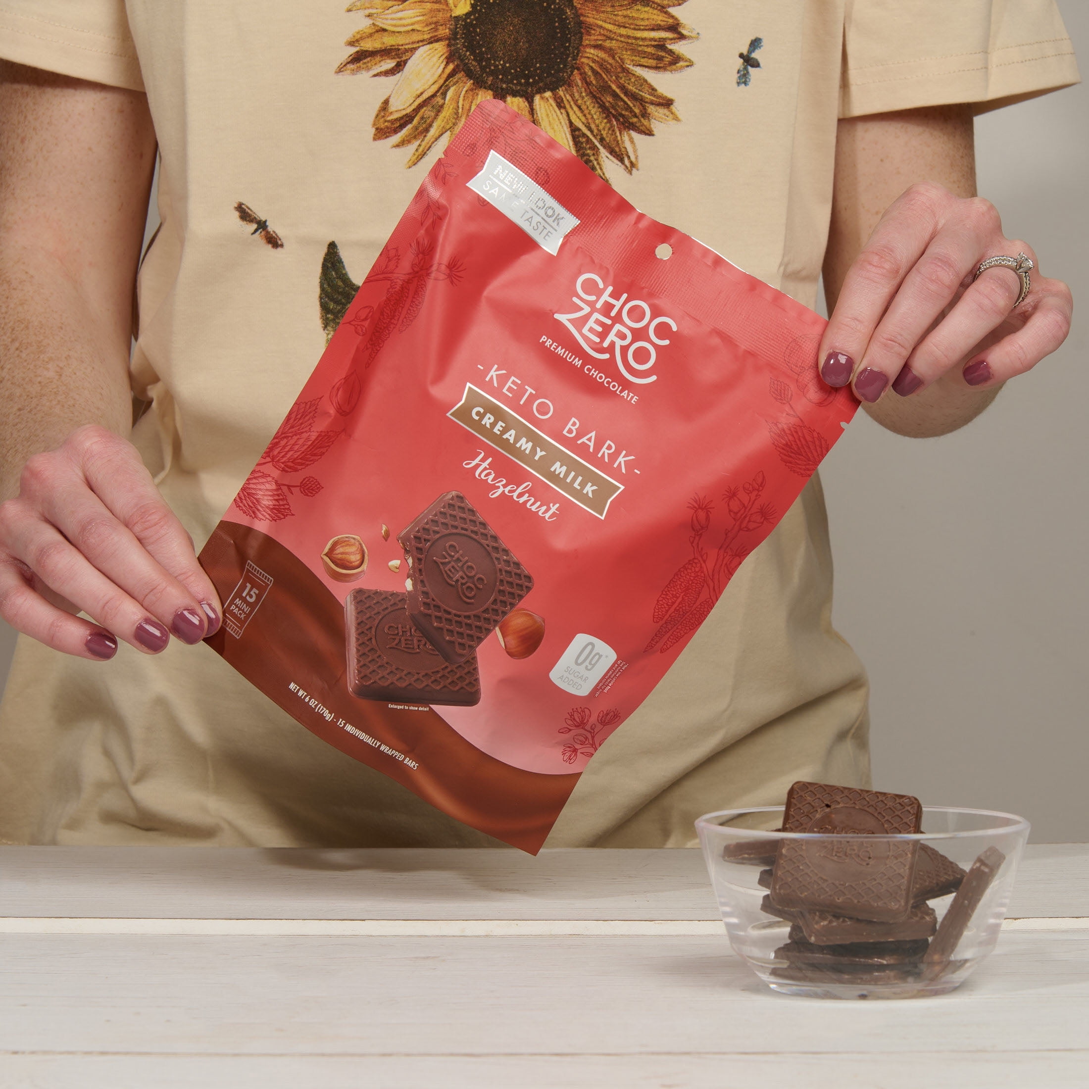 (2 pack) ChocZero No Sugar Added Milk Chocolate Hazelnut Keto Bark, 6 oz, 15 Pieces