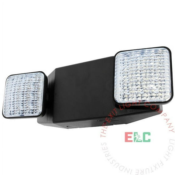 LFI Lights | Standard Bright LED Emergency Light | Black Housing | Battery Backup [EL-2-B-BB]