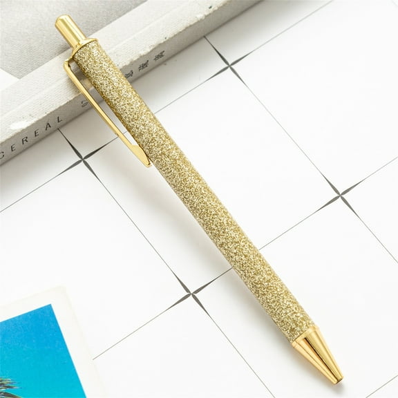 Aminojy Metal Sequin Crystal Ballpoint Pen - Glitter Click Pen with Replaceable Refill, Elegant 1mm Black Ink Writing Tool for Home Office, Wedding Signing & Gift Giving