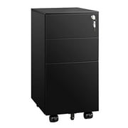 DEVAISE Slim File Cabinet, 3 Drawer Mobile Filing Cabinet for Letter/Legal/A4 Files, Fully Assembled Except Wheels, Black
