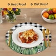 thumbnail image 4 of Green Cactus Tropical Round 13 Inch Placemats Set of 8, Black White Buffalo Plaid Summer HeatResistant Non Slip Place Mats for Dining Table, Wipeable Braided Kitchen Table Mats for Housewarming, 4 of 9