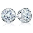 thumbnail image 2 of 14k White Gold Round Moissanite Stud Earrings (4ct TGW, 8.5mm, H-I) Bezel-set, Push-Back by Diamond Wish, 2 of 3