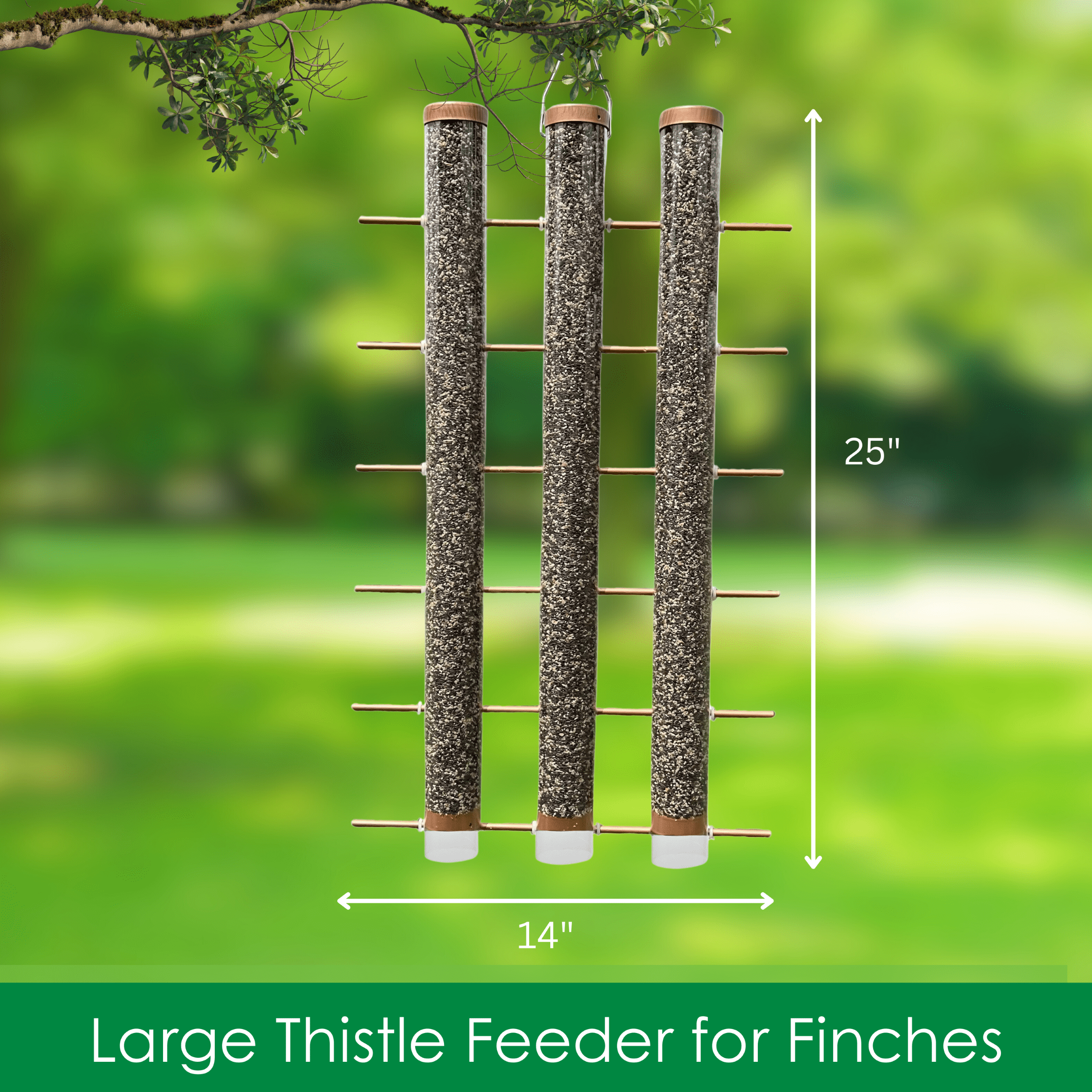 Songbird Essentials Bird Feeder Bird Seed Thistle Finch Feeder 3 Tube Copper
