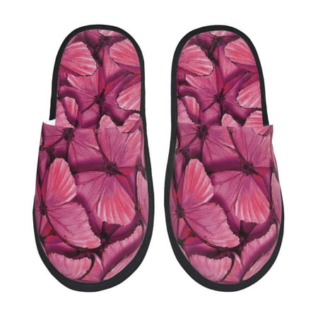 

Tideii Pink Butterfly for Home Indoor Cotton Slippers Autumn and Winter EVA Plush Slippers Household Supplies Unisex-Large