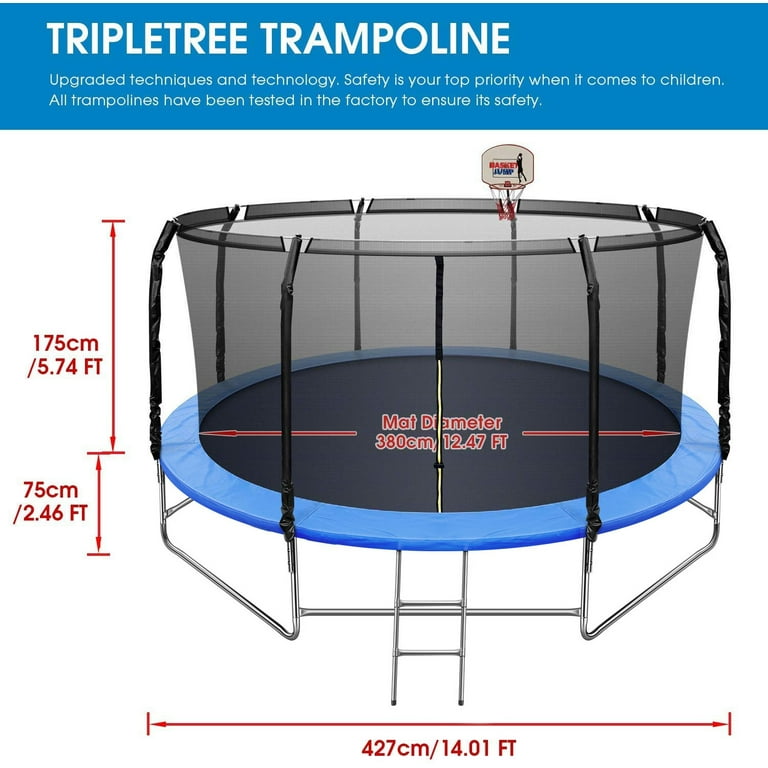 ARCTICSCORPION Trampoline With Balance Bar, 14 x 14 x 8.2