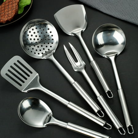 

BAOLIANKE Tableware Set 6 Stainless Steel Kitchen Cooking Utensil Set Serving Tools Server Spatula Spoon