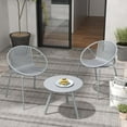 thumbnail image 4 of Costway 3 Pieces Bistro Set All Weather PP Patio Conversation Set with Round Coffee table Gray, 4 of 10