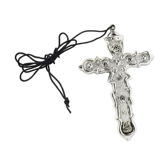 Silver Cross Necklace Costume Accessory