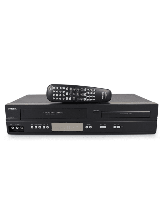 Used Philips DVP3345V/f7 DVD/VCR Combo with Remote, Quick Start Guide, A/V Cables and HDMI Converter