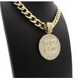 thumbnail image 4 of Stone Stud QC Initials Medal Pendant with 11mm Cuban Chain Necklace, Gold-Tone, 20", 4 of 4