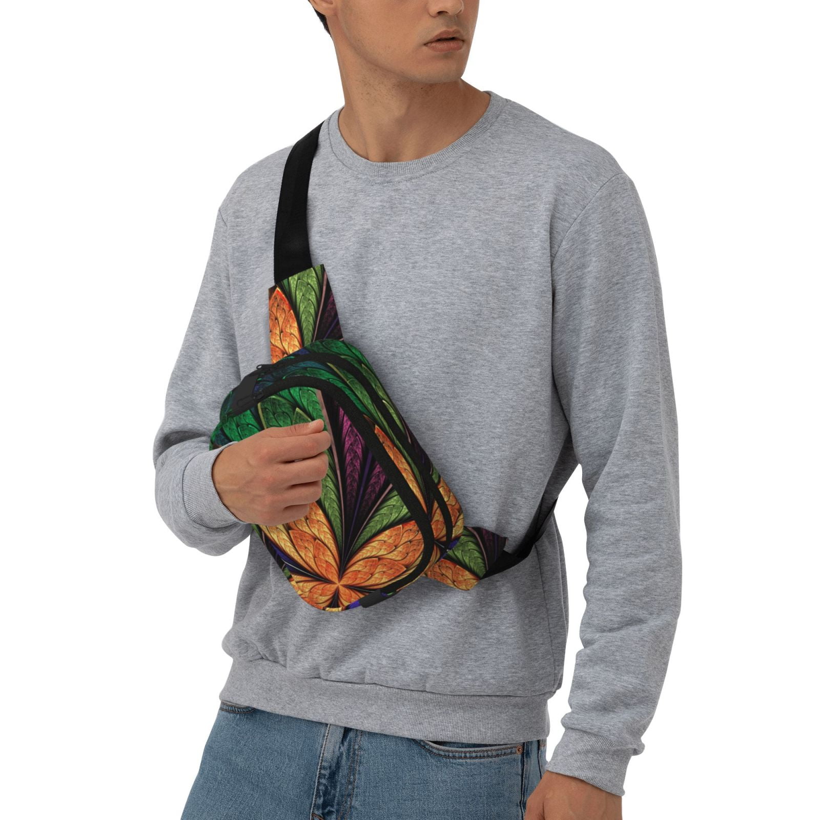 Picia Multicolored Beautiful Flower1 Print Square Double-Layer Waist Bag Mini Adjustable Waist Belt Bag Exercise Running Travel Hiking