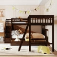thumbnail image 2 of New Twin over Full L-Shaped Bunk Bed With 3 Drawers, Ladder and Staircase - Espresso, 2 of 10