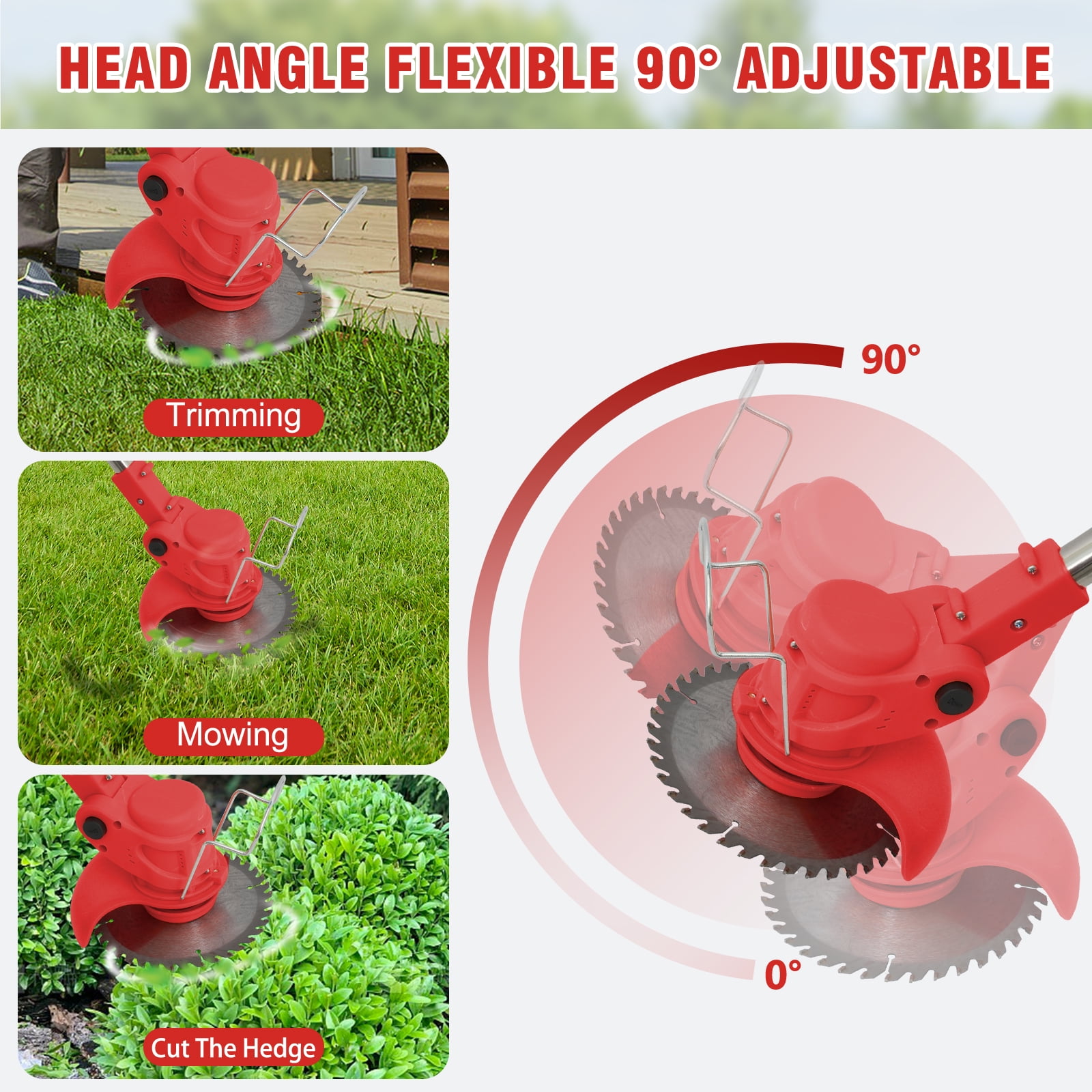 Cordless Weed Eater with Auto Line Feed, 2×2000mAh Batteries, Electric String Trimmer Perfect for Edging & Patio Care