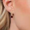 thumbnail image 3 of Gem Stone King 10K Yellow Gold Red Garnet Dangle Earrings for Women | 3.60 Cttw | Gemstone January Birthstone | Emerald Cut 7X5MM, 3 of 6