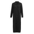 thumbnail image 6 of Cardigans on Fashion Women Summer Casual Solid Dress V-Neck Long Sleeve Loose Dress, 6 of 8