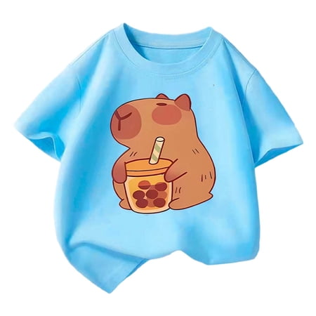 MHFRRA Tops for Girls Girl Short Sleeve Tops Cute Printed Tees for Toddler Kids Casual Summer Outfit Comfortable Stretchy Daily Wear Age 2 11 6-7 Years
