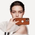 thumbnail image 2 of Logo View Design Compatible with iPhone 12 Pro Max Phone Case Luxury Diamond Plaid PU Leather Vintage Slim Non-Slip Soft Grip Shockproof Anti-fall Heavy Duty Protective Case Cover,Brown, 2 of 7