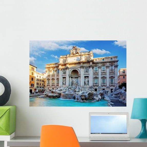Trevi Fountain Rome Italy Wall Mural Decal Sticker, Wallmonkeys Peel & Stick Vinyl Graphic (24 in W x 16 in H)