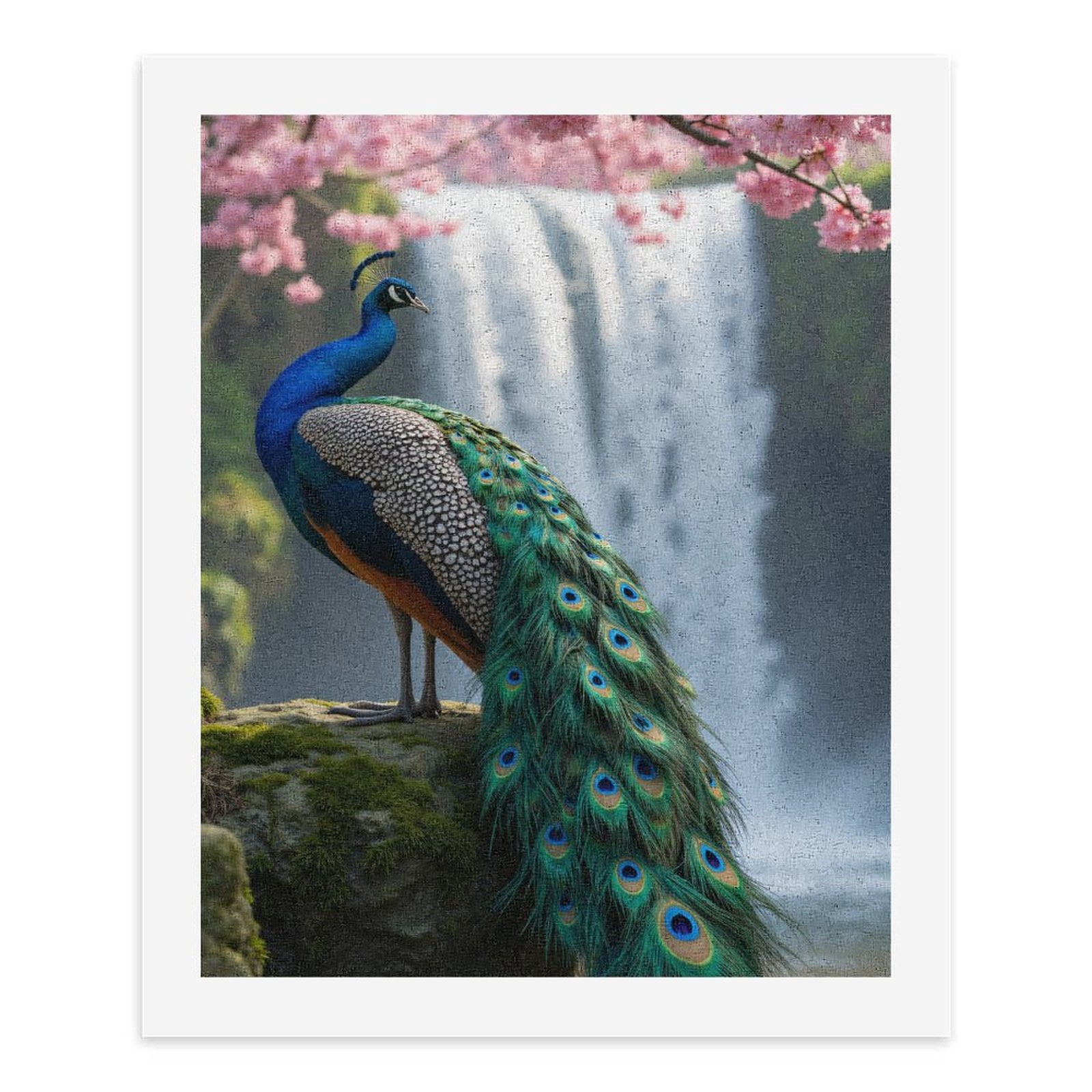 Paint By Numbers Kit for Adults Beginner - DIY Peacock Blossoms Waterfall Scene Canvas Painting Kits for Adults, Frameless Paint By Number for Adults for Home Wall Decor 16x20 Inch