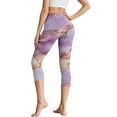 thumbnail image 2 of SCRAWLGOD Marble Print Golden Violet Capri Leggings for Women, Breathable Athletic Slim Yoga Pants with Pockets, High Waisted Buttery Soft Women's Leggings for Workout, XL, 2 of 7