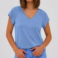 thumbnail image 2 of Womens Tshirt V Neck Short Sleeve Basic Plus Size Tops Loose Fit Summer Spring Tee Womens Shirt Blue S, 2 of 4