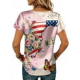 thumbnail image 5 of KDDYLITQ 250th Anniversary Shirt Womens 250th Anniversary Printed Crew Neck Red White Blue Tops Flag Short Sleeve Patriotic T-Shirts Trendy Blousees Pink M, 5 of 5