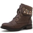 thumbnail image 2 of GLOBALWIN Women's Brown/Leopard lace Up Boots for Women with Low Heel 6M, 2 of 7