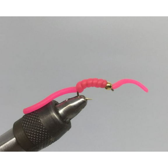 One Dozen (12) - Beadhead Squirmy Worm - Pink