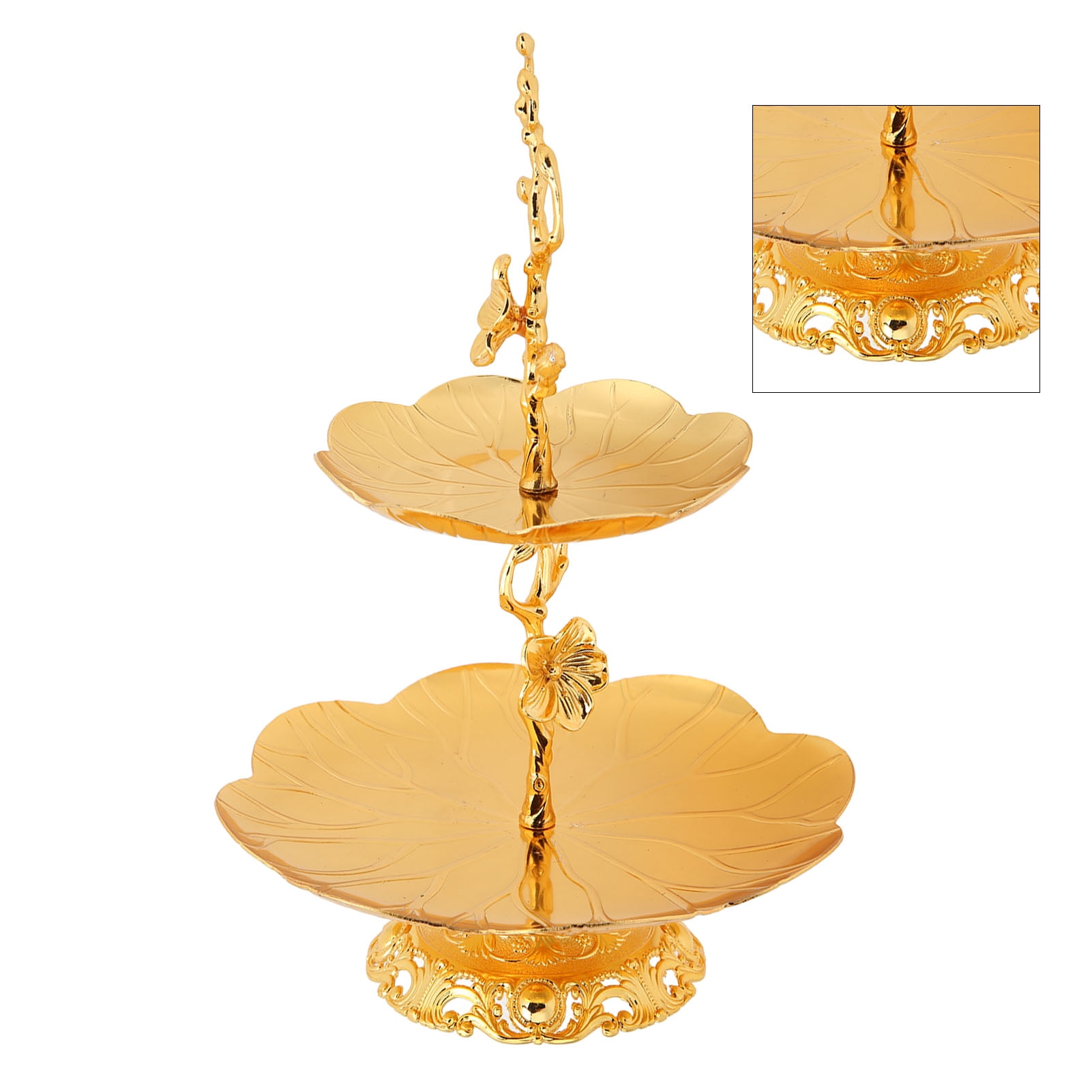 LAFGUR Gold Tiered Tray,2 Layer Cupcake Stand European Style Gold Cupcake Stand Easy Assemble