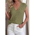 thumbnail image 6 of BTFBM Sweater Vest Women V Neck Cap Sleeve Button Down Knit Tops Spring Summer Loose Lightweight Cardigan Vests, 6 of 7