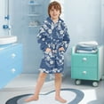 thumbnail image 5 of FORMRS Niños Bathrobe Unisex Hooded Robe Soft Plush Pajamas Sleepwear, Size 2-3T, Floral Ocean Waves, 5 of 7