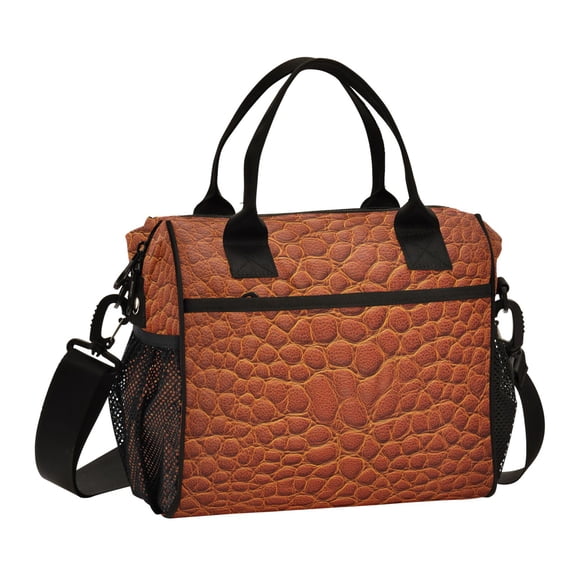 Lunch Bag Reusable Cooler Bags Portable Lunch Tote with Adjustable Shoulder Strap Orange Scale Pattern Small