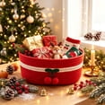 thumbnail image 6 of Christmas Red Cherry Pattern Storage Basket,Decorative Organizer Bin with Handles for Toys,Clothes,Blankets and Home Storage 11.81*7.87*4.72IN, 6 of 7
