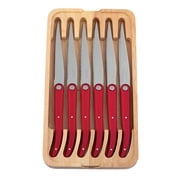 Laguiole Sens 6-Piece Steak Knife Set - Red handle