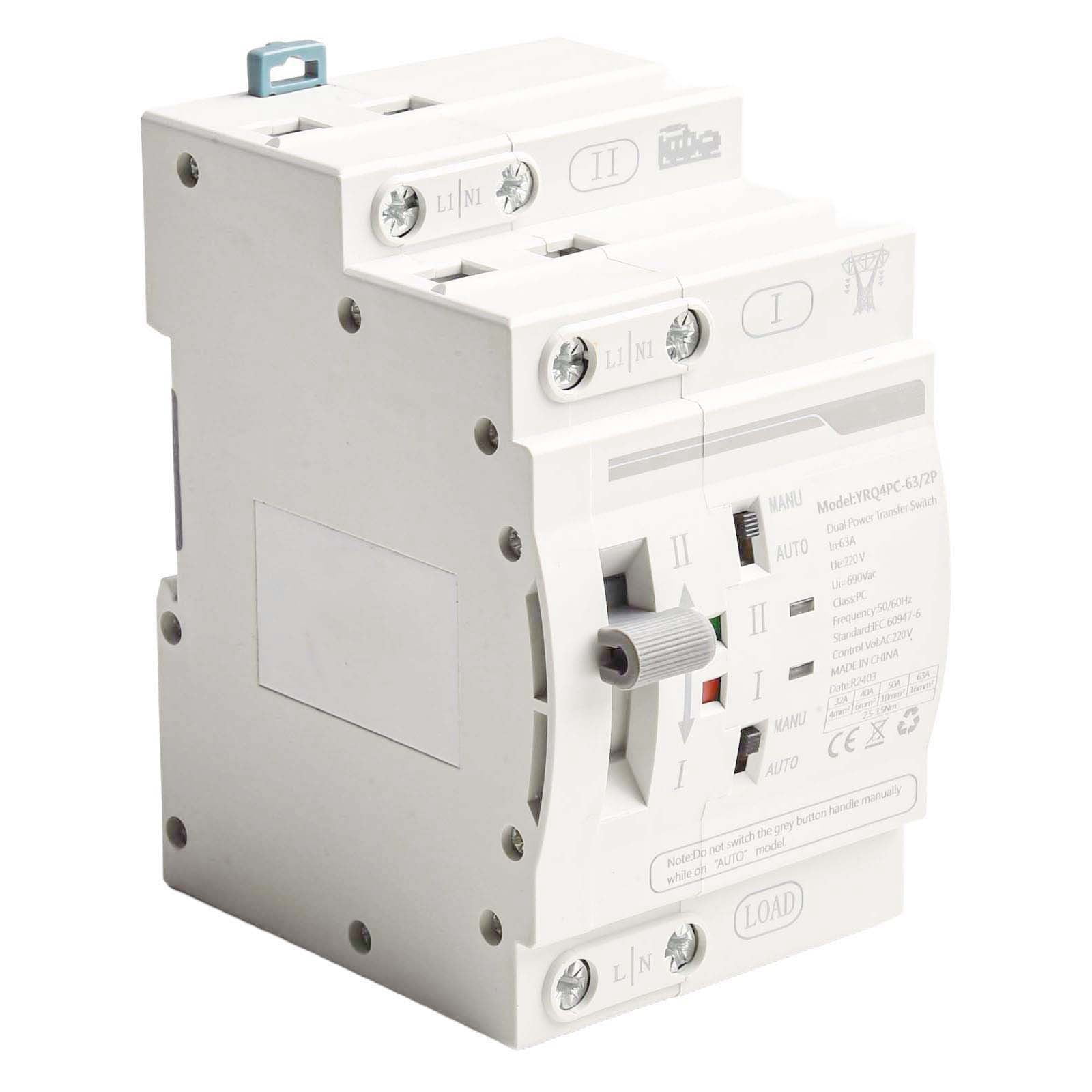 ATS Dual Power Automatic Transfer Switch for Reliable Power Switching 220V 2P 63A
