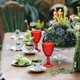thumbnail image 2 of Juego de 12 copas de vino clásico de color rojo, copas de agua de vidrio de 10 onzas, patrón floral único en relieve, cristalería de tallo alto transparente, copas de bebida para boda, fiesta, bar, 2 of 4